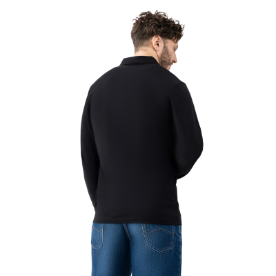 Лонгслів-поло Avecs чорний з трикотажу Double Face