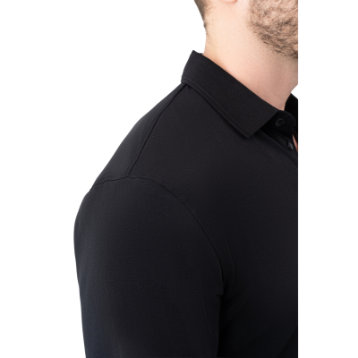 Лонгслів-поло Avecs чорний з трикотажу Double Face