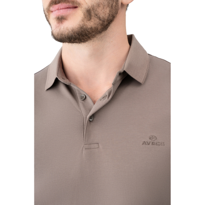 Лонгслів-поло Avecs коричневий з трикотажу Double Face