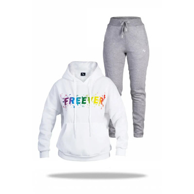 Спортивний костюм жіночий Freever WF 5409 білий з сірим