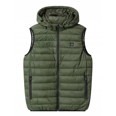 Жилет з капюшоном та електропідігрівом чоловічий Glo-story оливковий