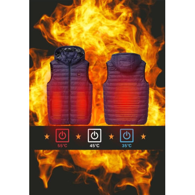 Жилетка чоловіча з електропідігрівом Glo-Story Чорна Жилетка чоловіча з електропідігрівом Glo-Story Чорна